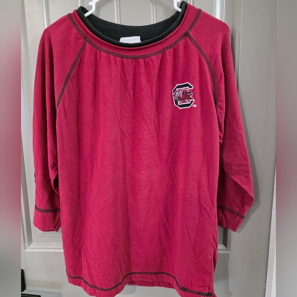 Reebok Womans Large Red SC Gamecocks Shirt ¾ Sleeve